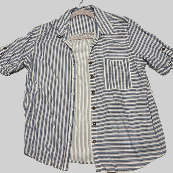 💙 Maurices Mixed Stripe High-Low Rayon Blouse - Picture 6 of 7